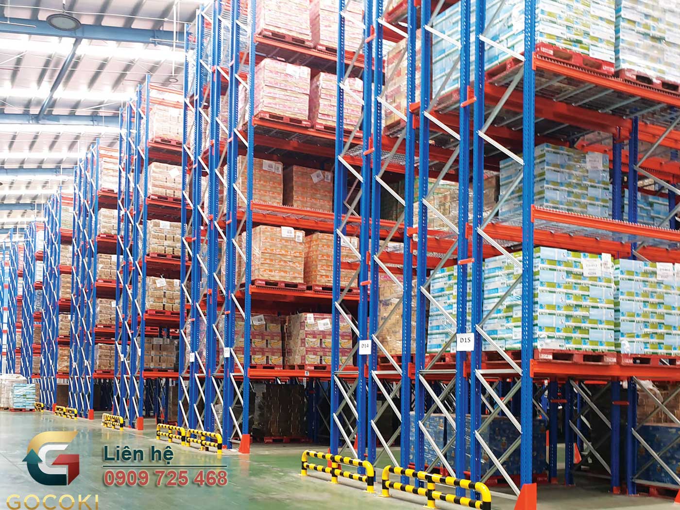 lắp đặt kệ Double Deep thanh lý trong kho hàng công nghiệp