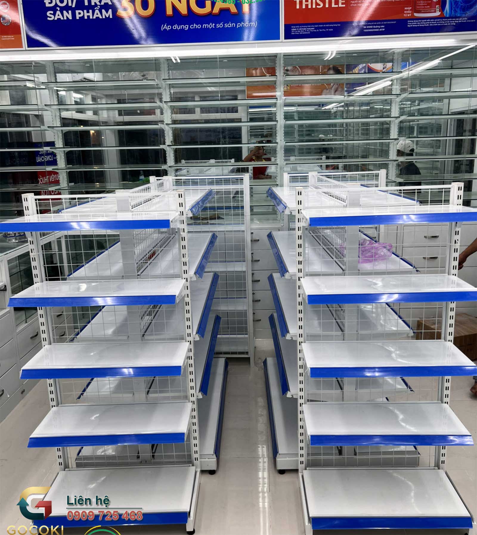 Kệ nhà thuốc thanh lý giá rẻ, mẫu đẹp, chuẩn GPP - Sẵn kho giao ngay