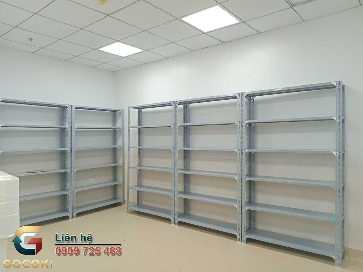 Kệ sắt v lỗ 6 tầng thanh lý giá rẻ, mới 95% cho kho xưởng